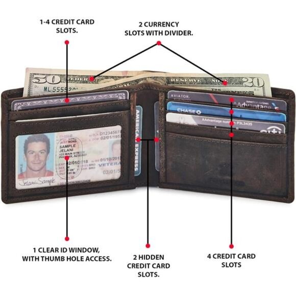 Men's Bifold Wallet RFID Blocking Slim Minimalist Front Pocket - Picture 3 of 6